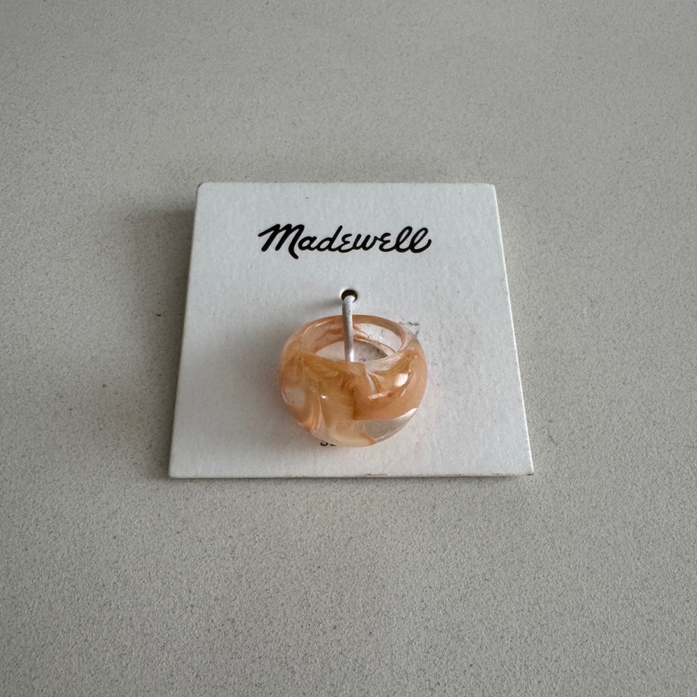 Madewell Resin Dome Swirl Statement Ring Size 6 Distant Sand Transparent NWT